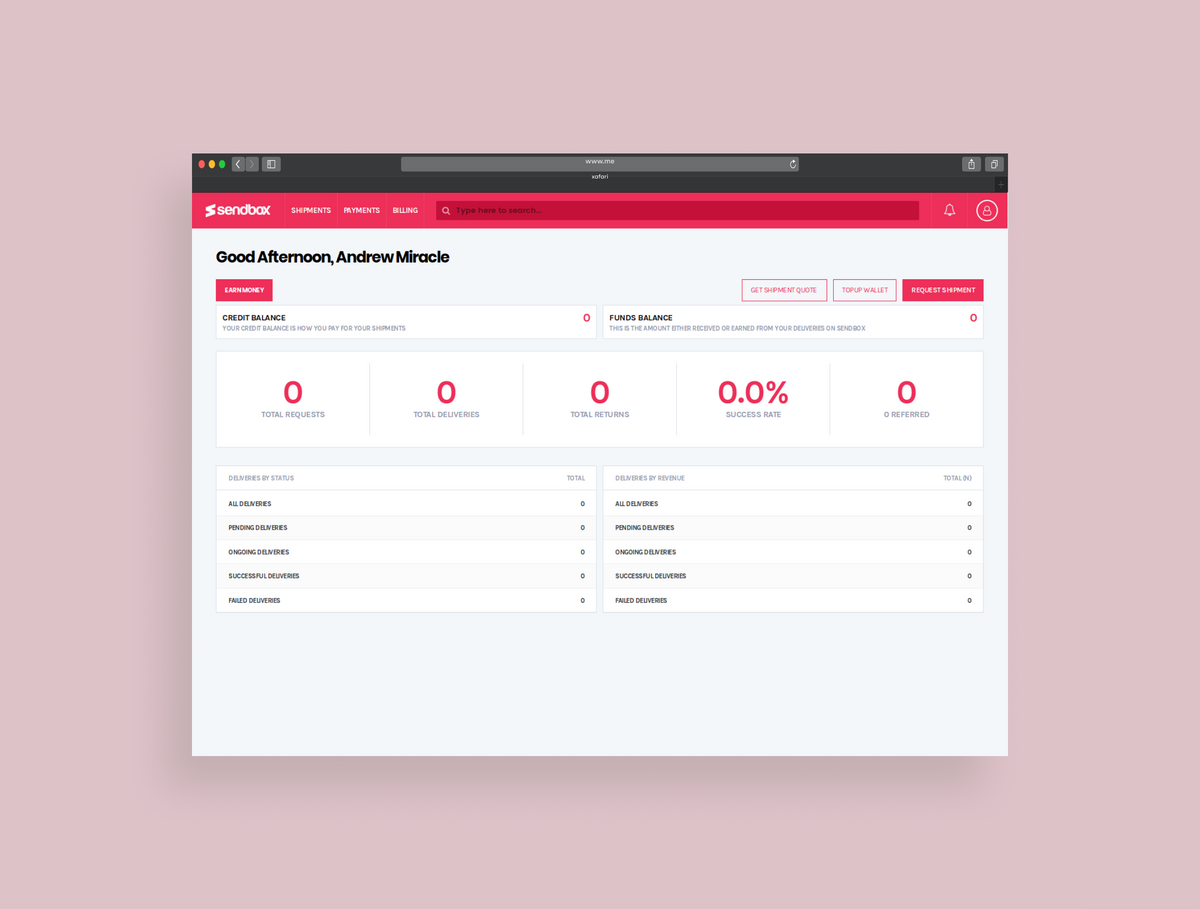 Sendbox — (YC W21) Merchant Dashboard