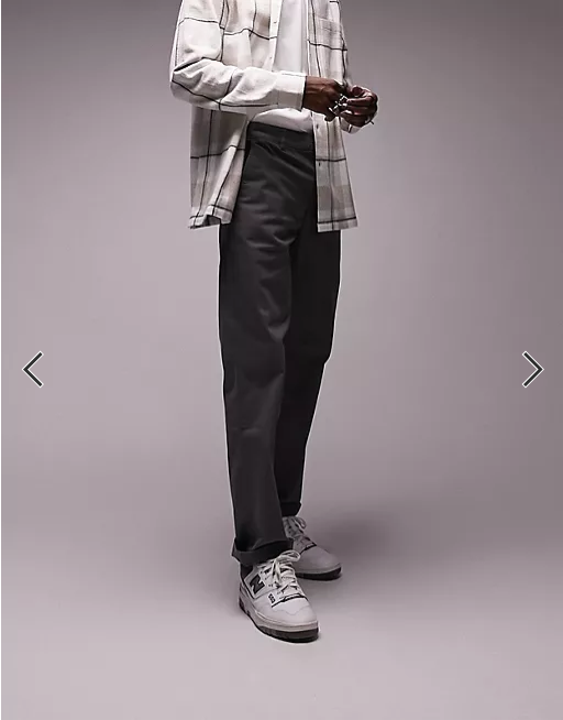 Topman relaxed chino trousers in charcoal