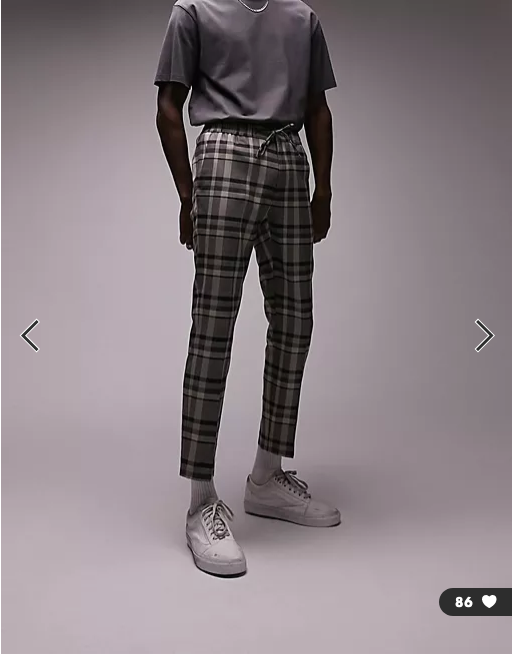 Topman skinny jogger large check trousers